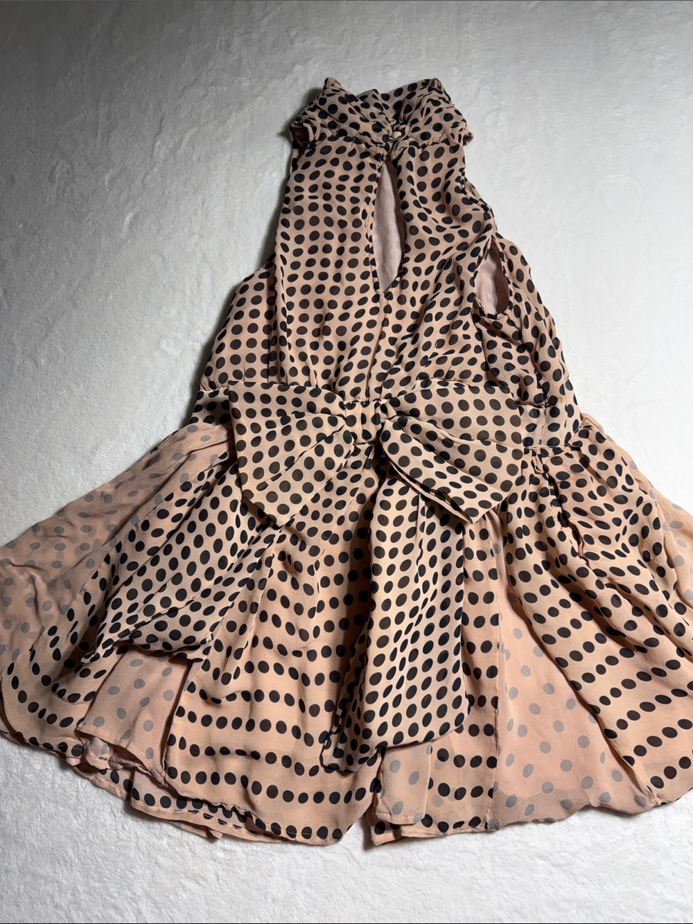 Maeve Black Polka Dot Peach Mini Dress - Picture 4 of 7